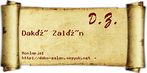 Dakó Zalán névjegykártya