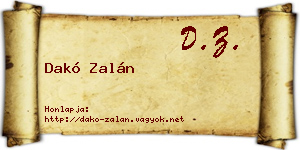 Dakó Zalán névjegykártya